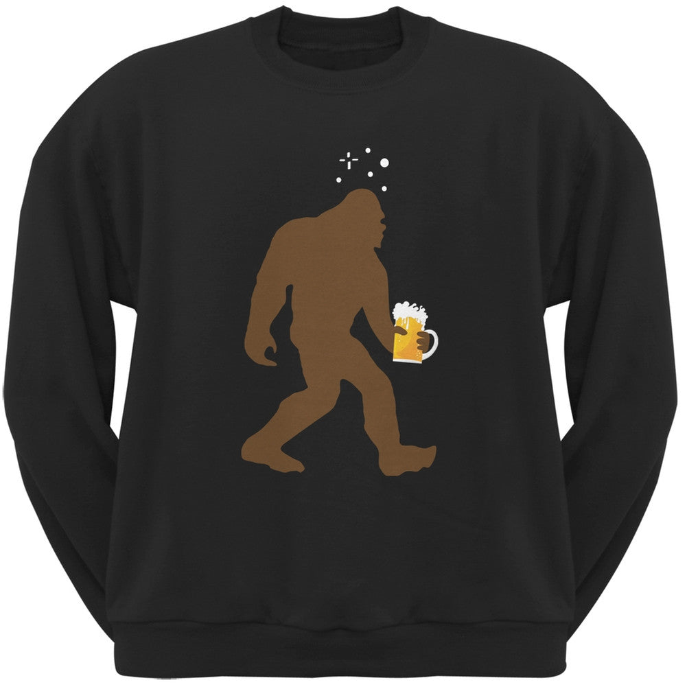 Drunk Sasquatch Black Adult Crewneck Sweatshirt Men's Sweatshirts Old Glory SM Black 