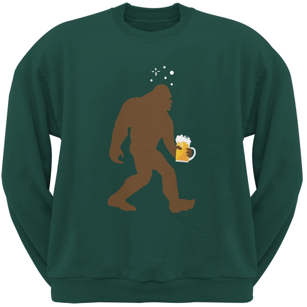 Drunk Sasquatch Forest Green Adult Crewneck Sweatshirt Men's Sweatshirts Old Glory SM Green 