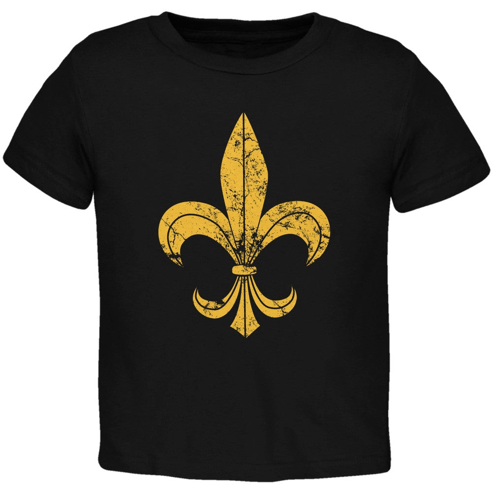 Distressed Fleur-de-lis Black Toddler T-Shirt Toddler T-Shirts Old Glory 2T Black 