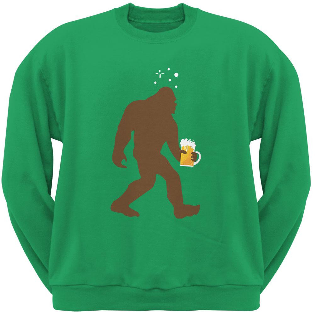 Drunk Sasquatch Irish Green Adult Crewneck Sweatshirt Men's Sweatshirts Old Glory SM Green 