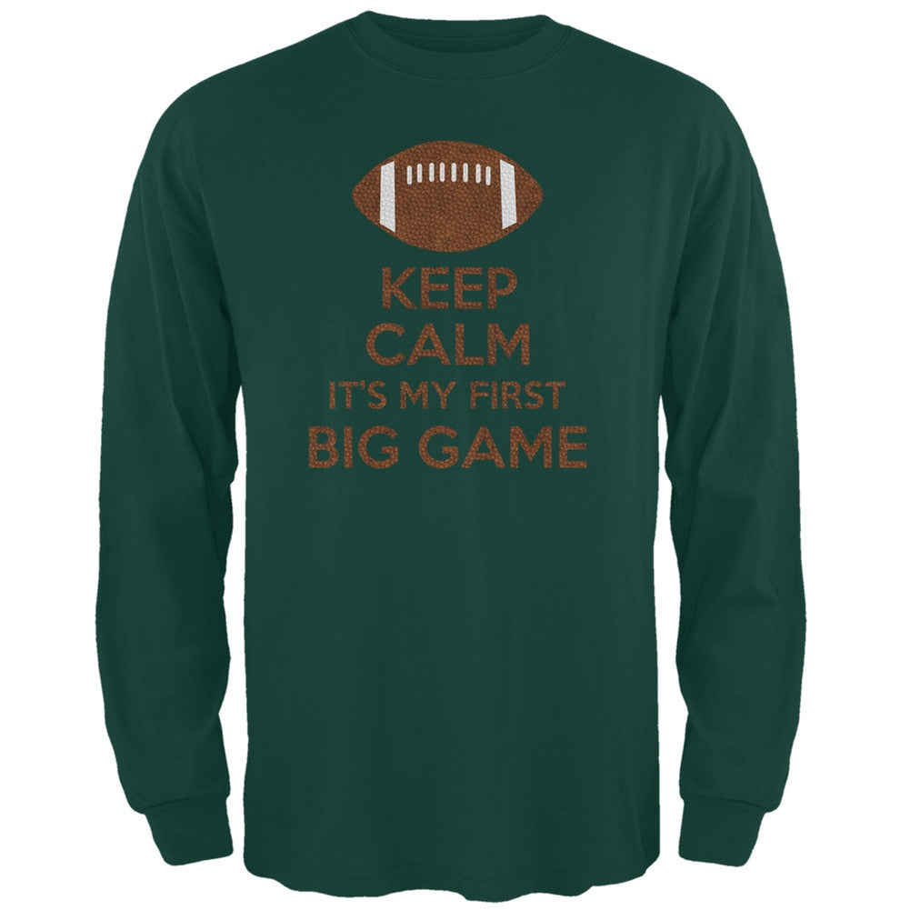 First Big Game Football Forest Green Adult Long Sleeve T-Shirt Men's Long Sleeves Old Glory 2XL Green 