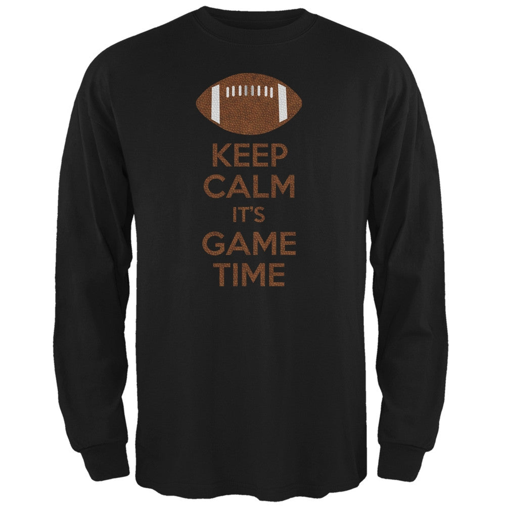 Keep Calm Game Time Football Black Adult Long Sleeve T-Shirt Men's Long Sleeves Old Glory 2XL Black 