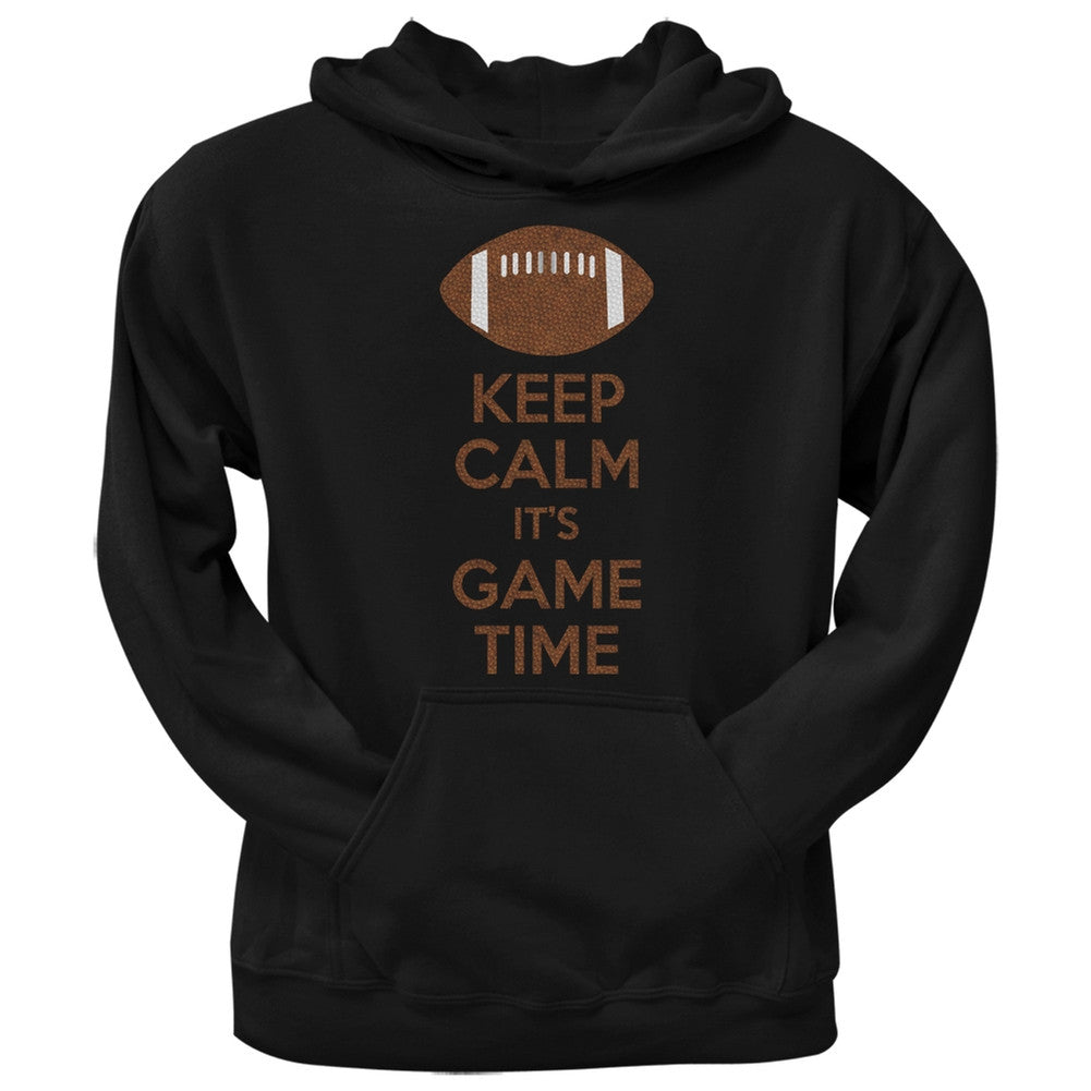 Keep Calm Game Time Football Black Adult Pullover Hoodie Men's Hoodies Old Glory 2XL Black 