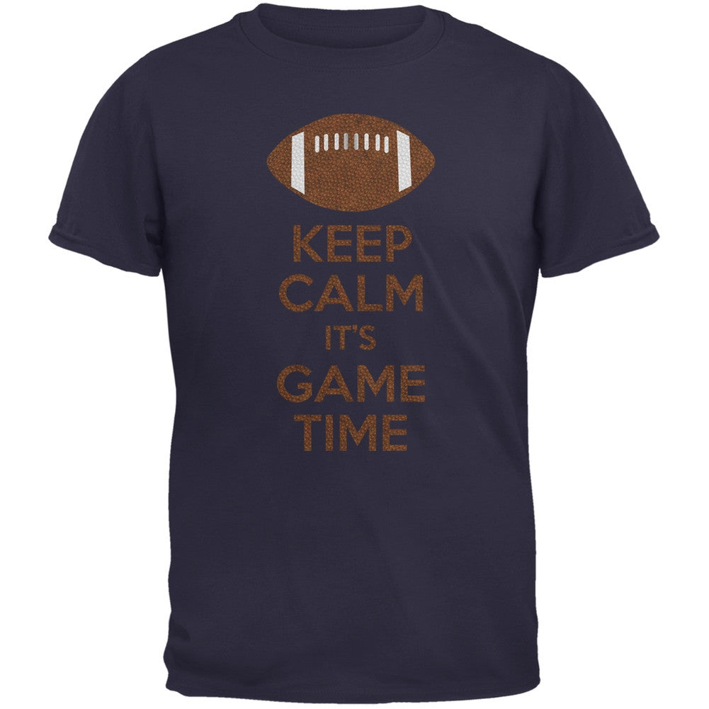 Keep Calm Game Time Football New England Blue Adult T-Shirt Men's T-Shirts Old Glory 2XL Blue 