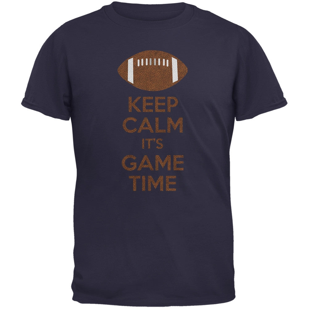 Keep Calm Game Time Football New England Blue Youth T-Shirt Youth T-Shirts Old Glory LG Blue 