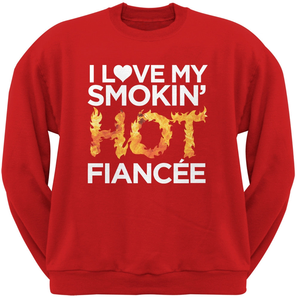 I Love My Smokin Hot Fiancee Black Adult Crew Neck Sweatshirt Men's Sweatshirts Old Glory   