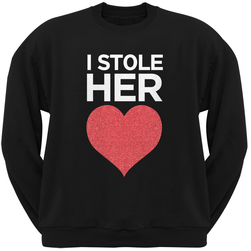 I Stole Her Heart Black Adult Crew Neck Sweatshirt Men's Sweatshirts Old Glory   