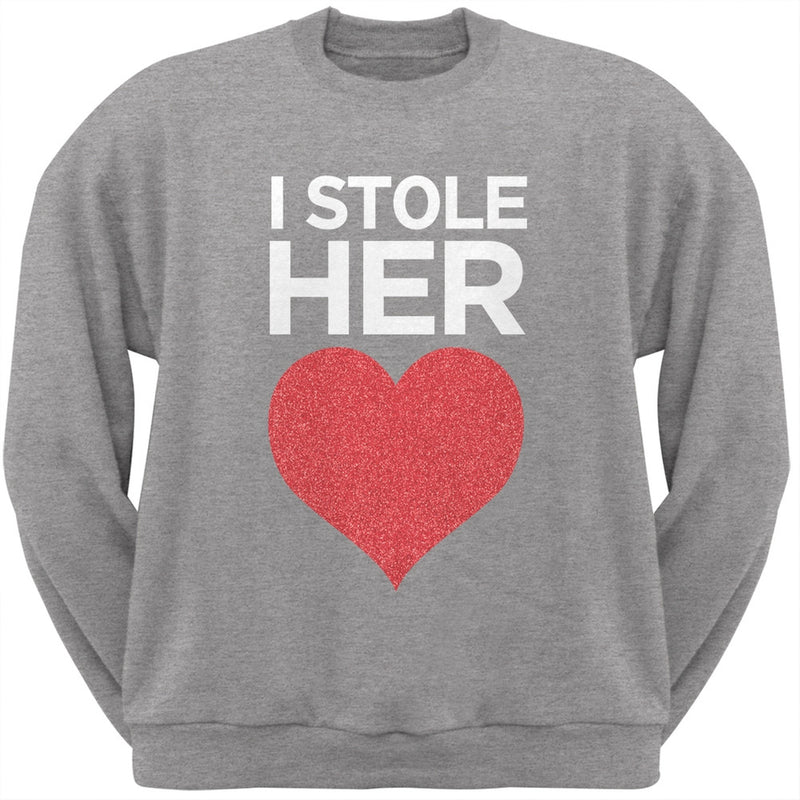 I Stole Her Heart Black Adult Crew Neck Sweatshirt Men's Sweatshirts Old Glory   