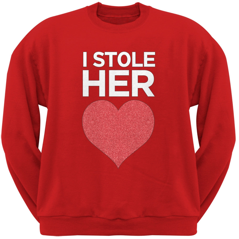 I Stole Her Heart Black Adult Crew Neck Sweatshirt Men's Sweatshirts Old Glory   