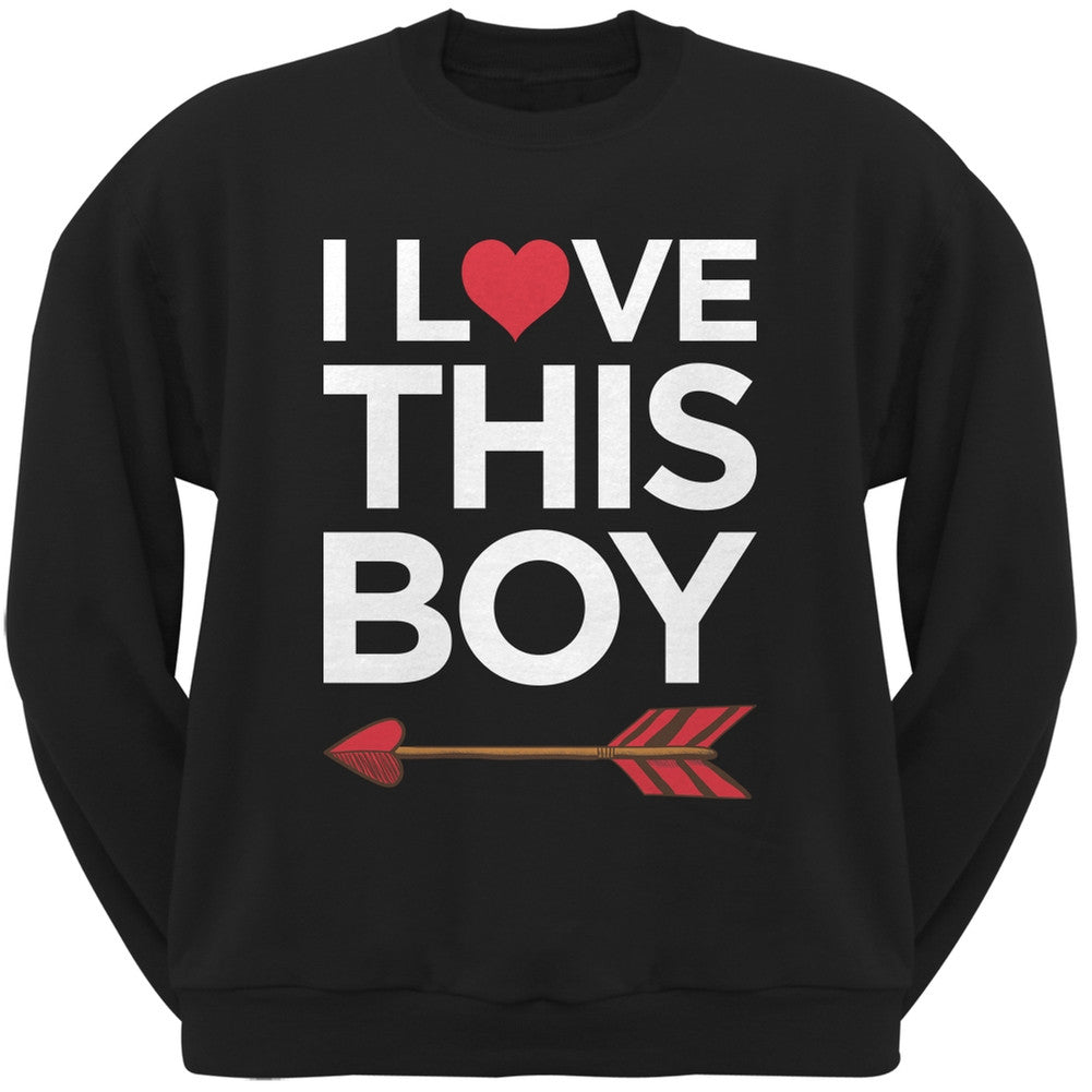 I Love This Boy Black Adult Crew Neck Sweatshirt Men's Sweatshirts Old Glory   