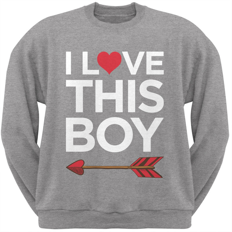 I Love This Boy Black Adult Crew Neck Sweatshirt Men's Sweatshirts Old Glory   