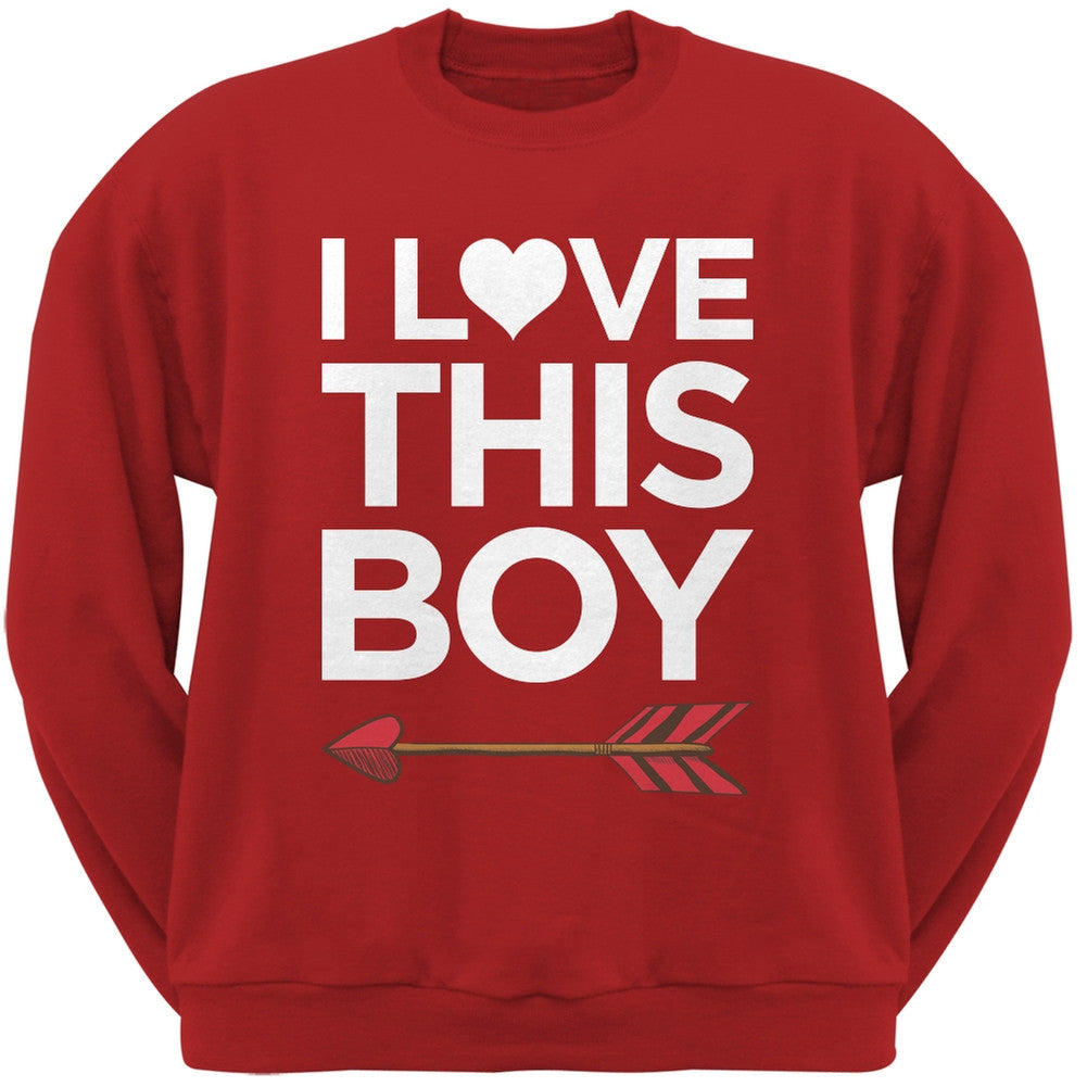 I Love This Boy Black Adult Crew Neck Sweatshirt Men's Sweatshirts Old Glory   