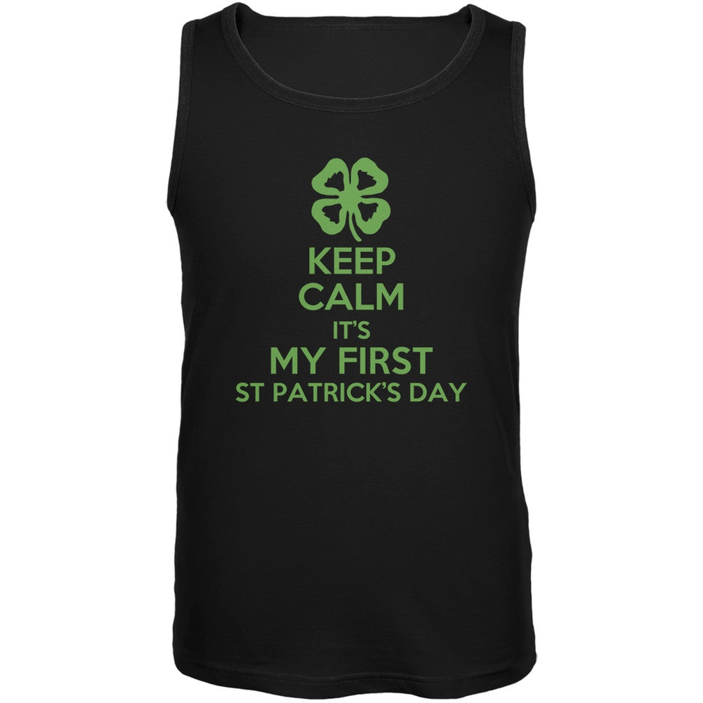 First St Patricks Day Clover Black Adult Soft Tank Top Men's Tank Tops Old Glory 2XL Black 