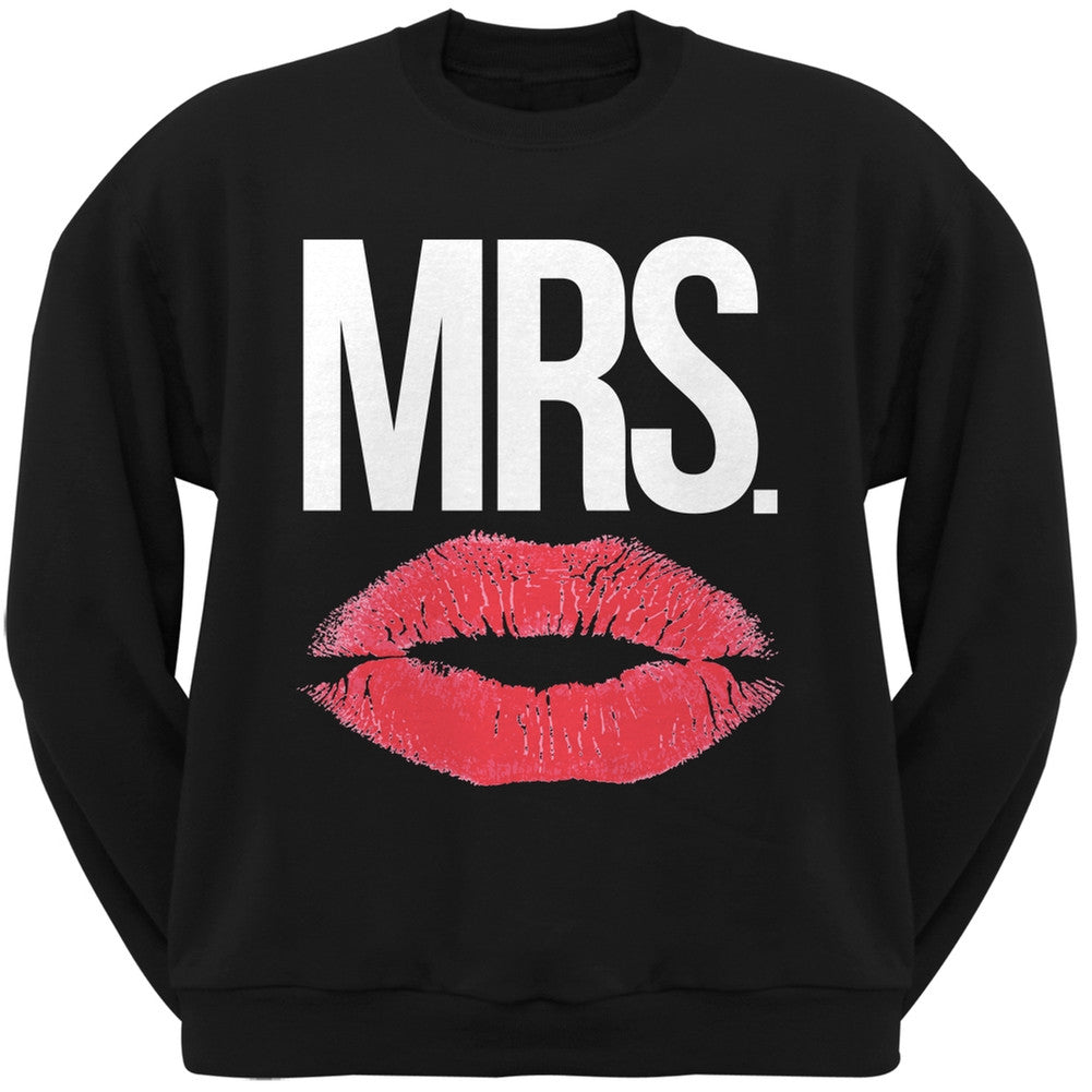 Mrs. Lips Black Adult Crew Neck Sweatshirt Men's Sweatshirts Old Glory   