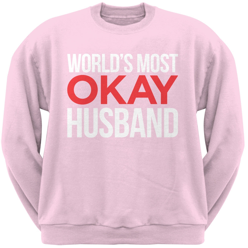 World's Most Okay Husband Black Adult Crew Neck Sweatshirt Men's Sweatshirts Old Glory   