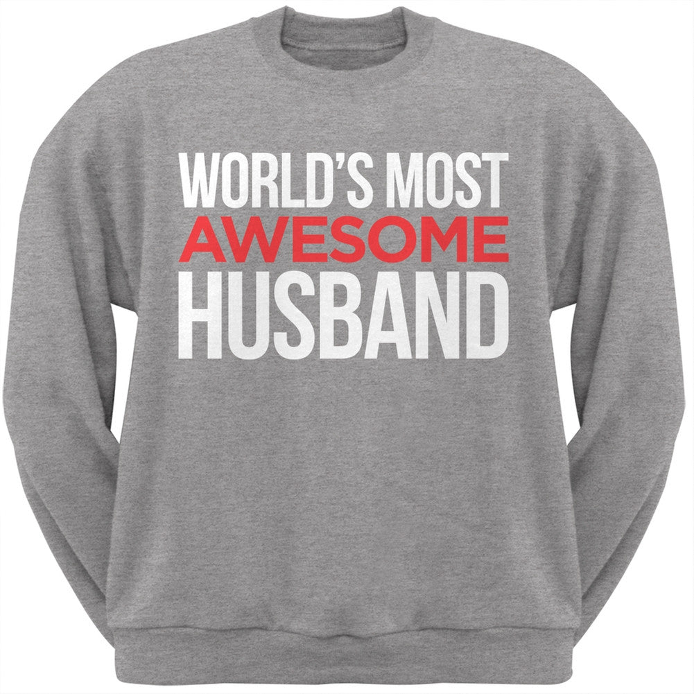 World's Most Awesome Husband Black Adult Crew Neck Sweatshirt Men's Sweatshirts Old Glory   