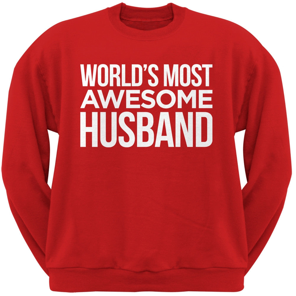 World's Most Awesome Husband Black Adult Crew Neck Sweatshirt Men's Sweatshirts Old Glory   