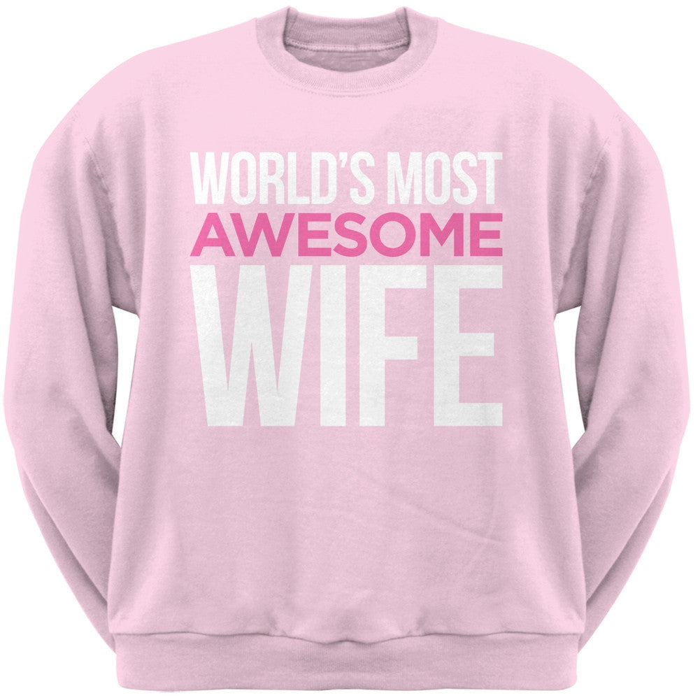 World's Most Awesome Wife Black Adult Crew Neck Sweatshirt Men's Sweatshirts Old Glory   