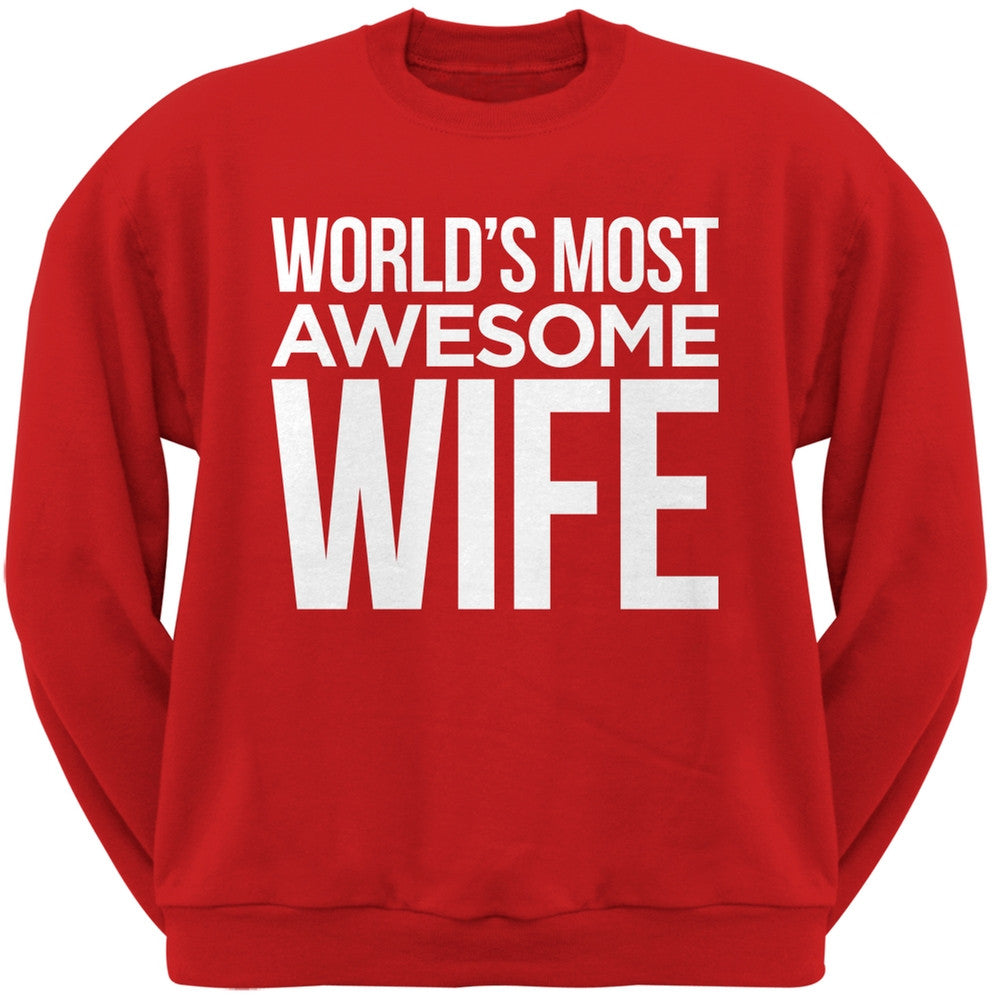 World's Most Awesome Wife Black Adult Crew Neck Sweatshirt Men's Sweatshirts Old Glory   