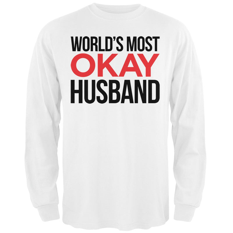 World's Most Okay Husband Red Adult Long Sleeve T-Shirt Men's Long Sleeves Old Glory   