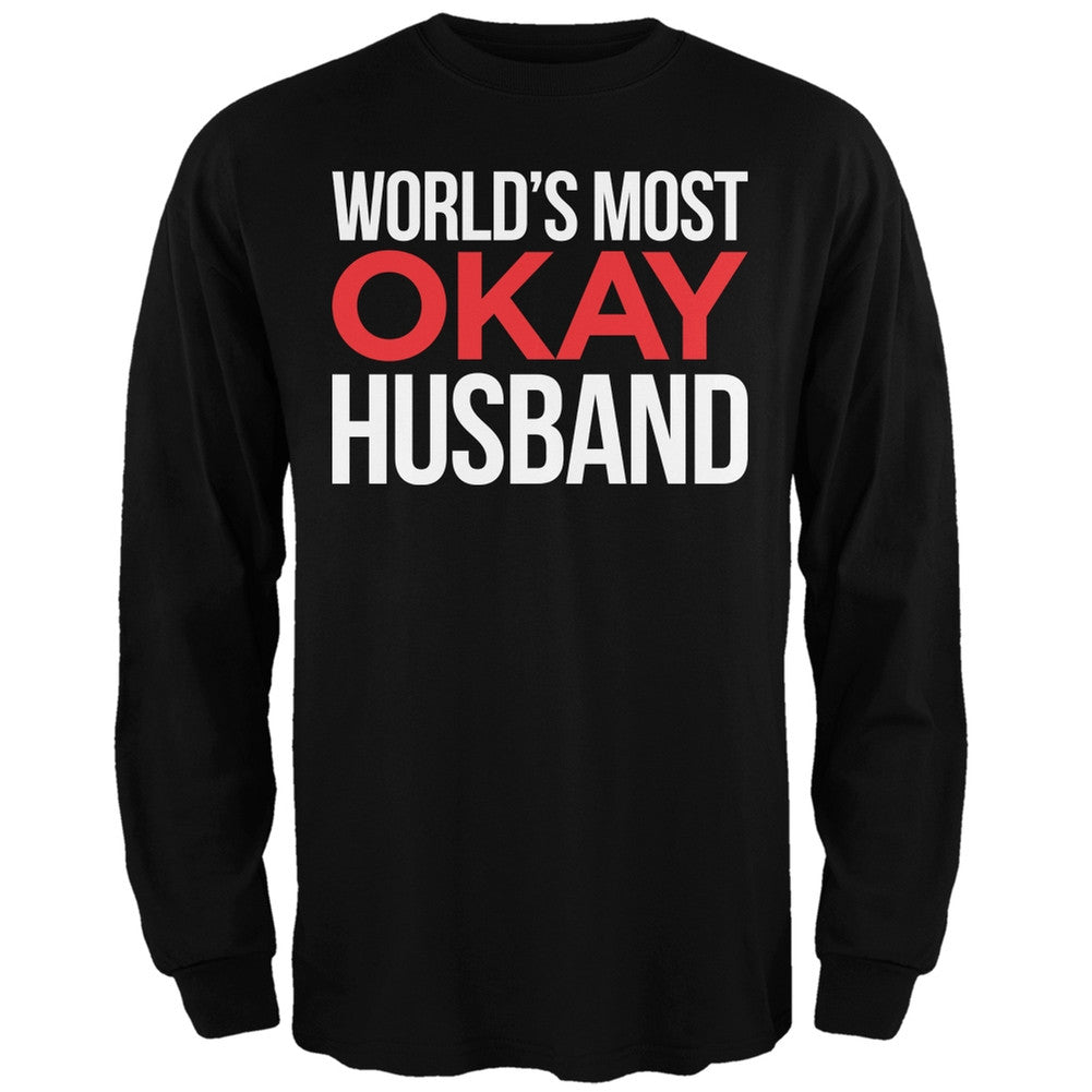 World's Most Okay Husband Red Adult Long Sleeve T-Shirt Men's Long Sleeves Old Glory   