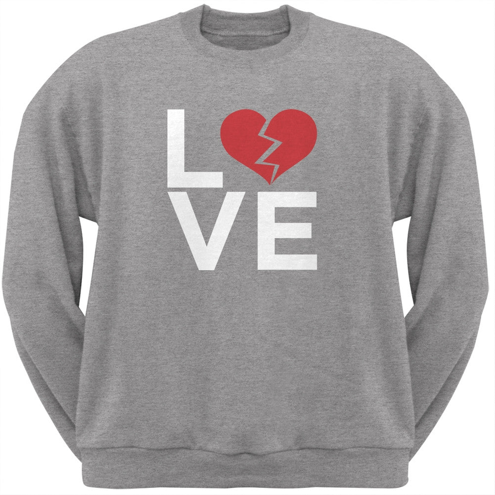 Love Broken Heart Black Adult Crew Neck Sweatshirt Men's Sweatshirts Old Glory   