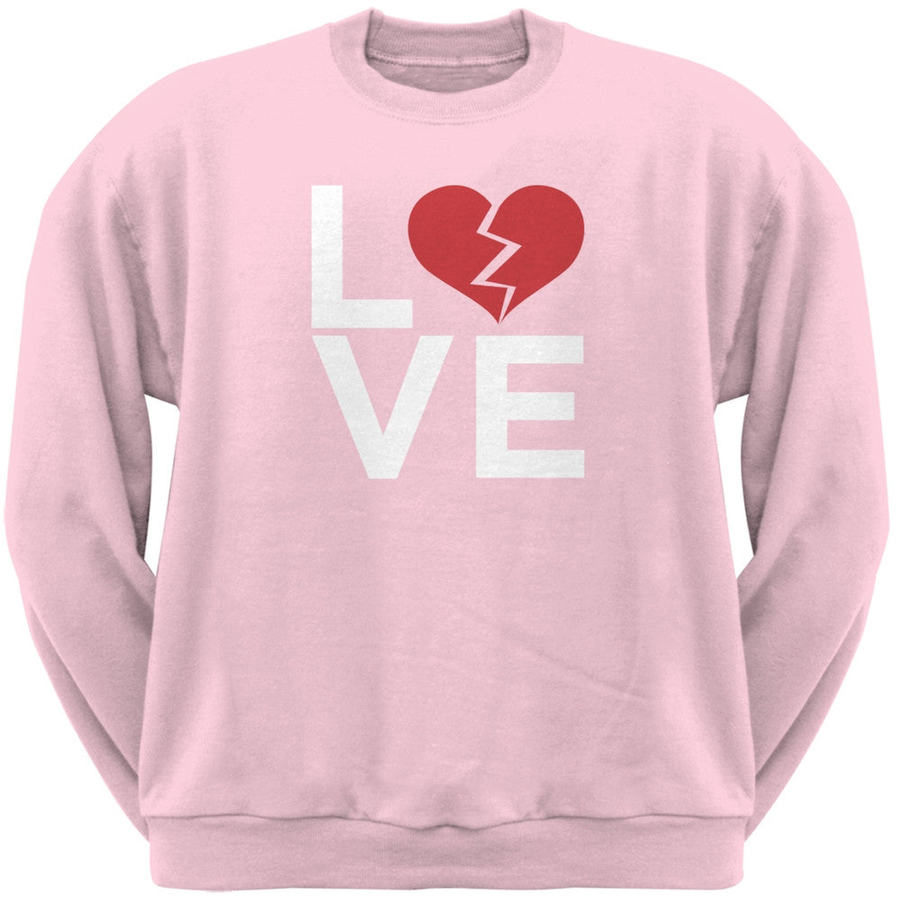 Love Broken Heart Black Adult Crew Neck Sweatshirt Men's Sweatshirts Old Glory   