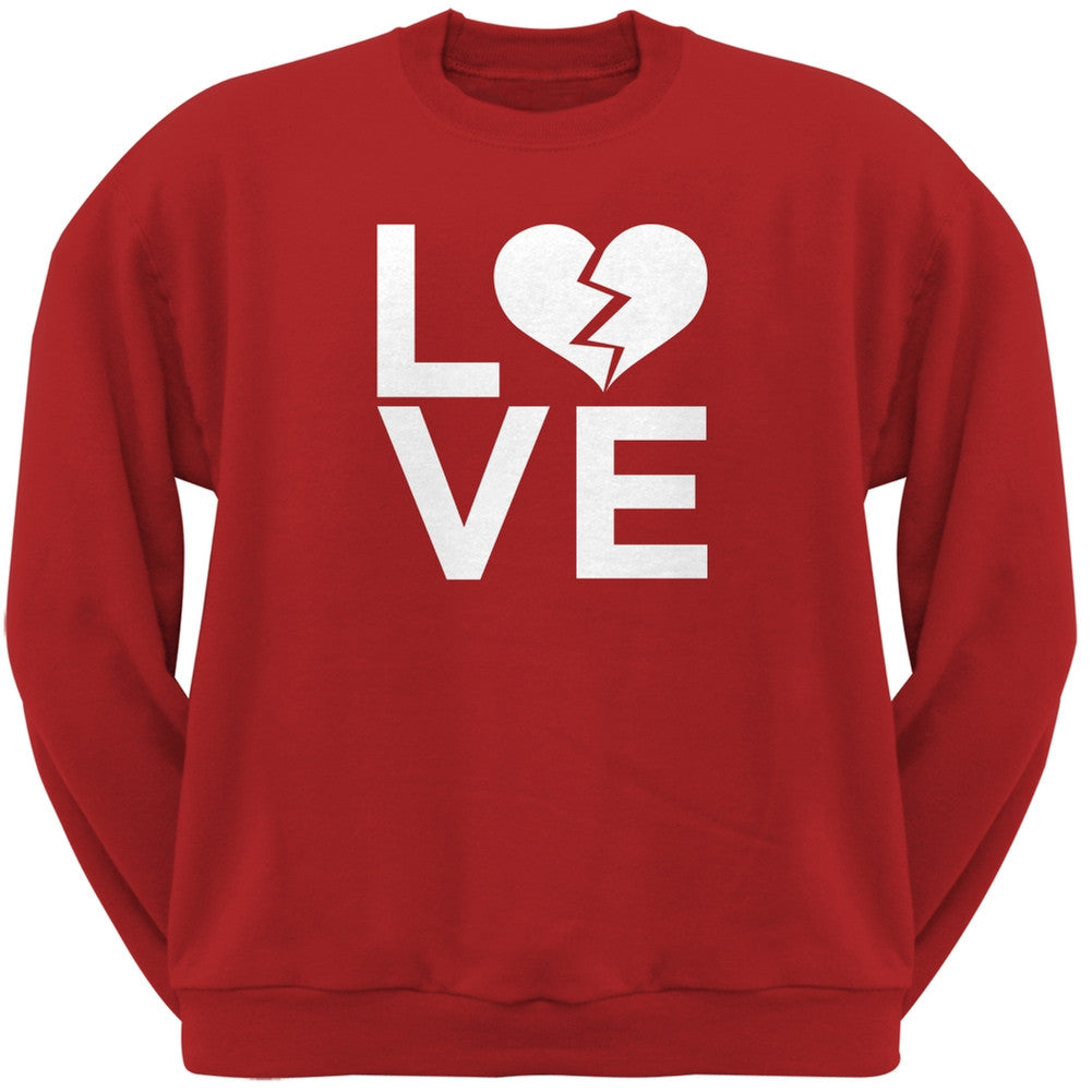 Love Broken Heart Black Adult Crew Neck Sweatshirt Men's Sweatshirts Old Glory   