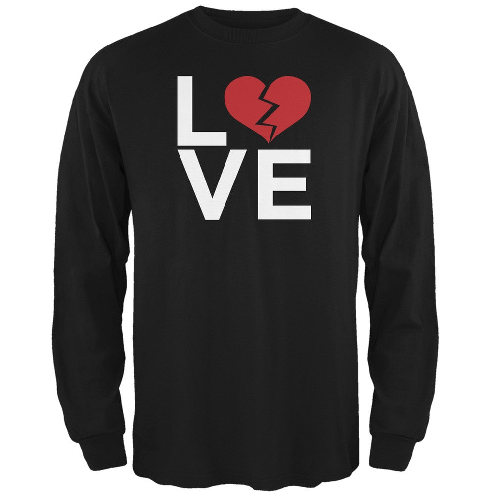 Love Broken Heart Black Adult Long Sleeve T-Shirt Men's Long Sleeves Old Glory   