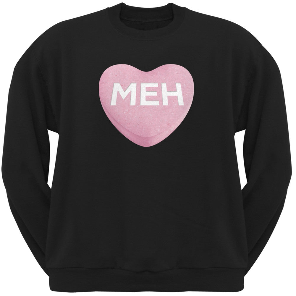 Meh Candy Heart Black Adult Crew Neck Sweatshirt Men's Sweatshirts Old Glory   