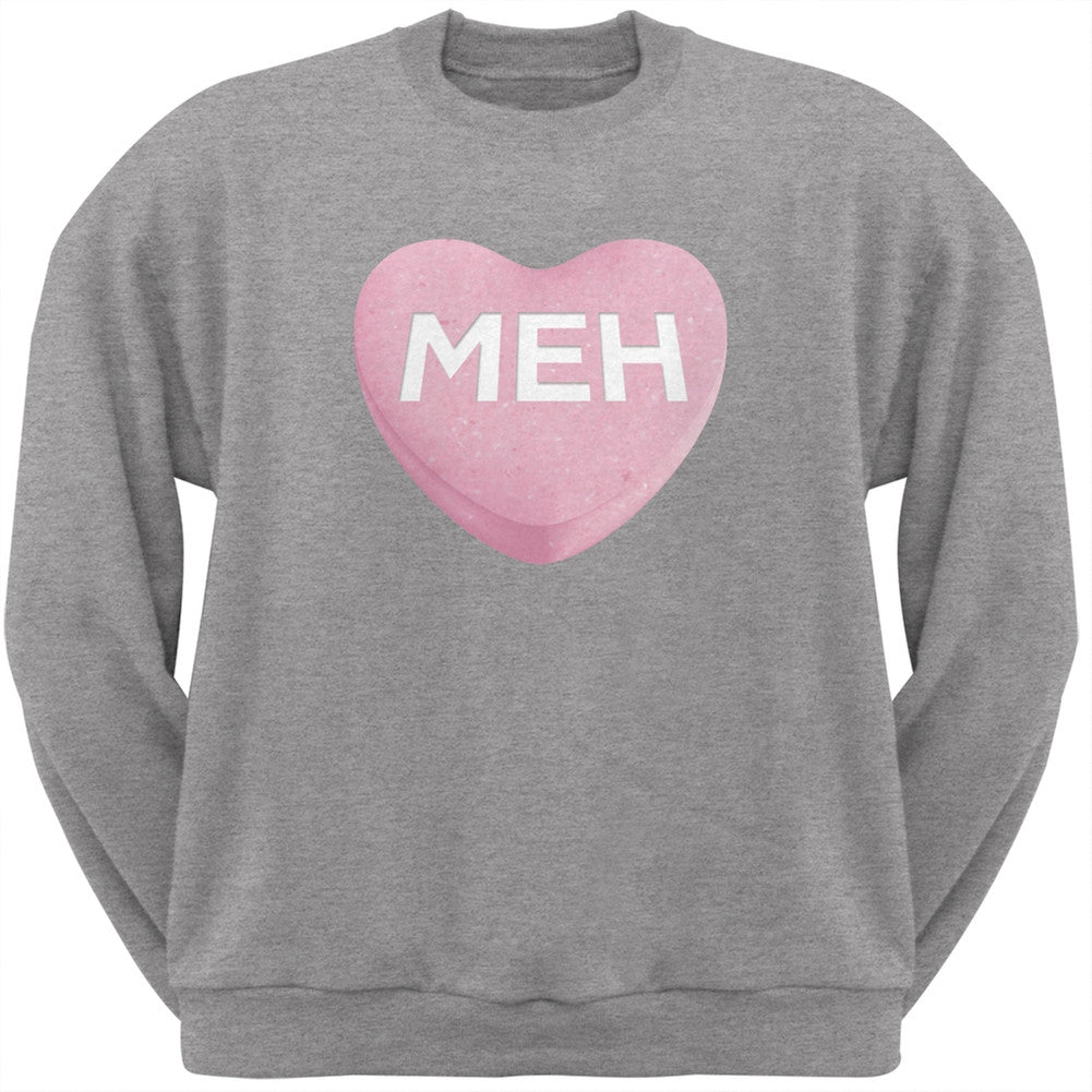 Meh Candy Heart Black Adult Crew Neck Sweatshirt Men's Sweatshirts Old Glory   