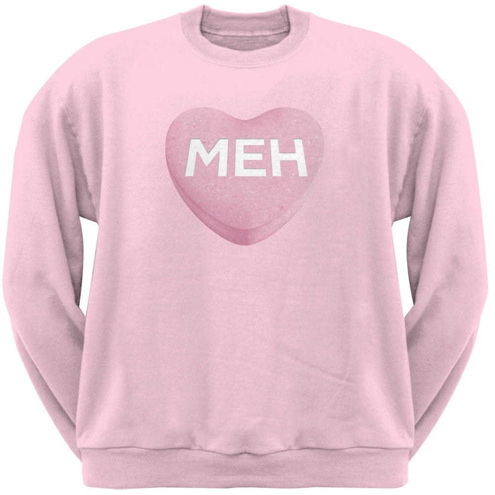 Meh Candy Heart Black Adult Crew Neck Sweatshirt Men's Sweatshirts Old Glory   