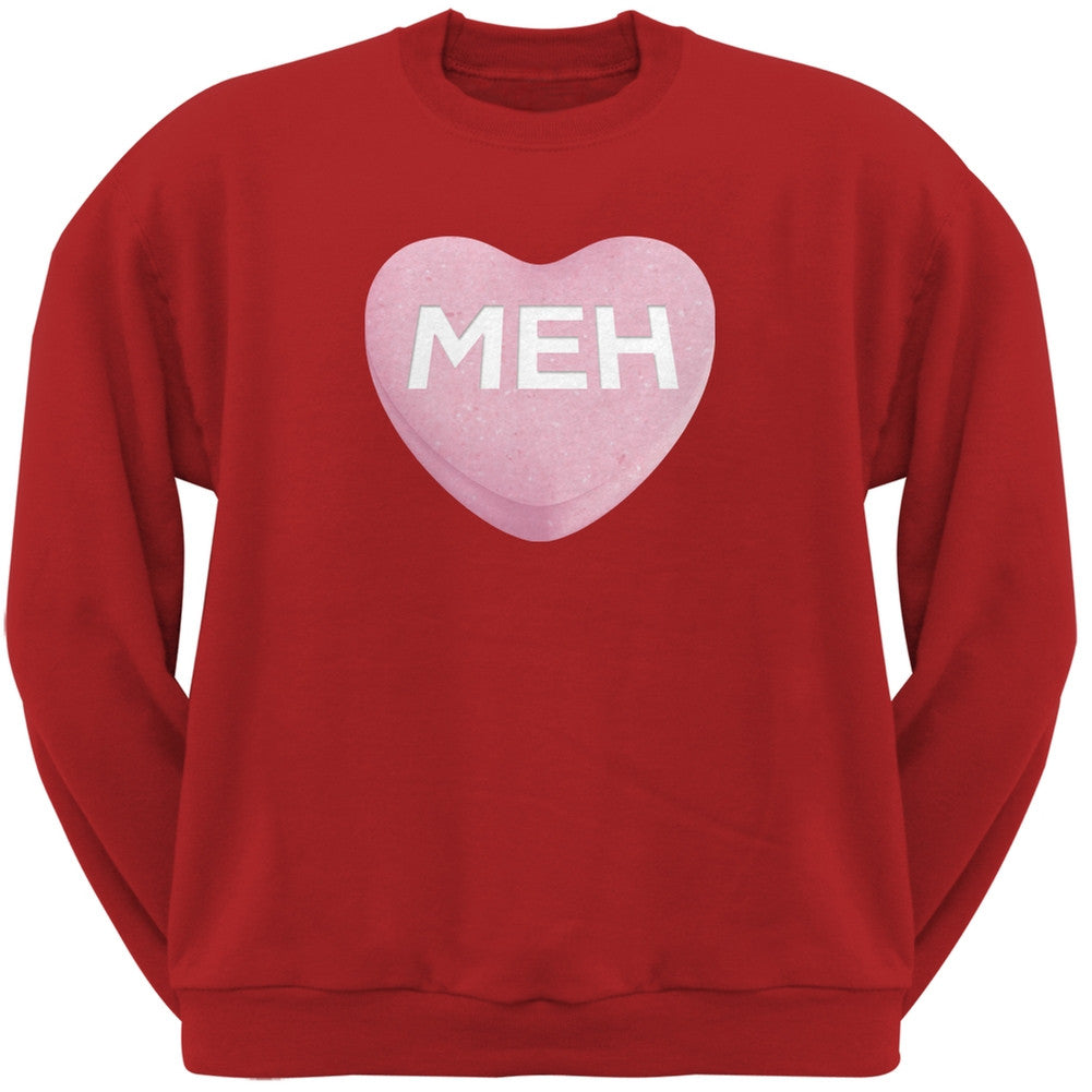 Meh Candy Heart Black Adult Crew Neck Sweatshirt Men's Sweatshirts Old Glory   