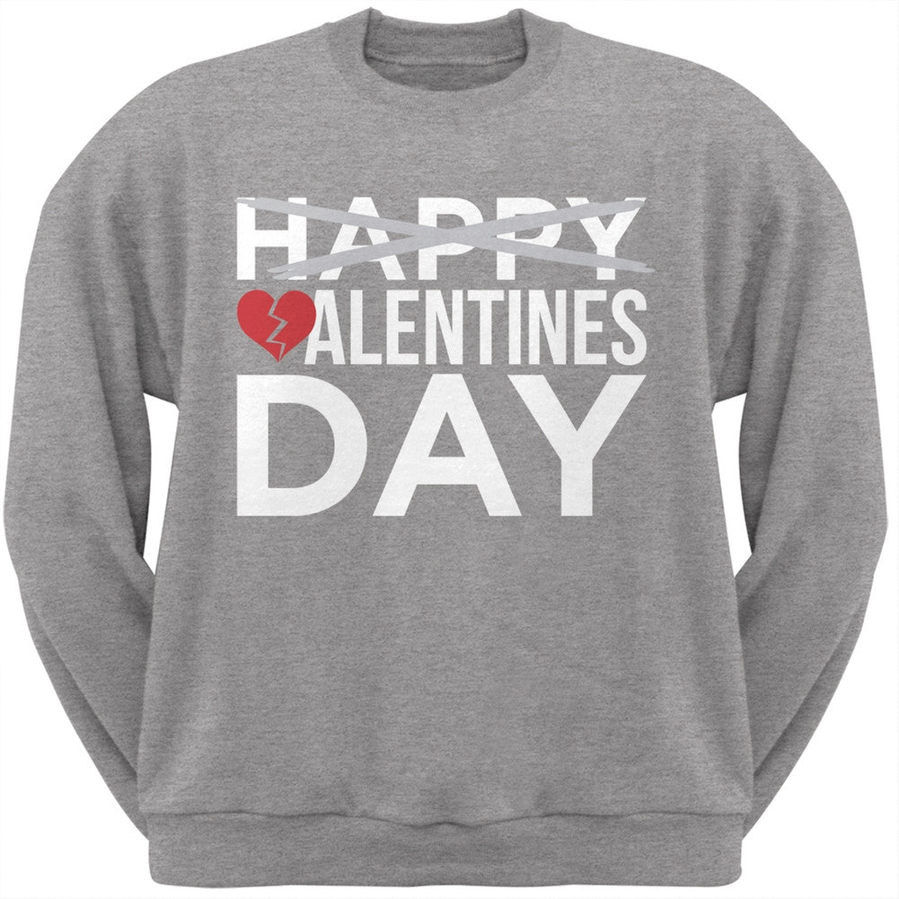 No Happy Valentines Day Black Adult Crew Neck Sweatshirt Men's Sweatshirts Old Glory   