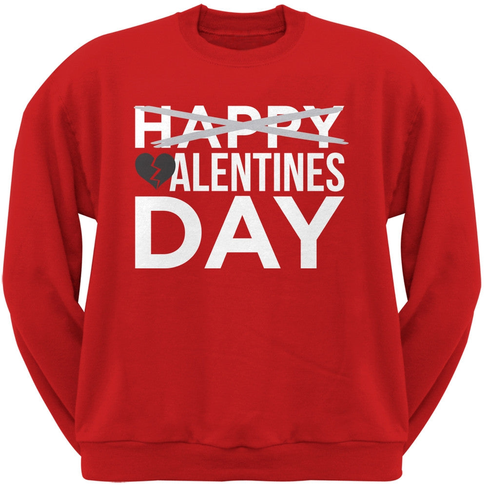 No Happy Valentines Day Black Adult Crew Neck Sweatshirt Men's Sweatshirts Old Glory   