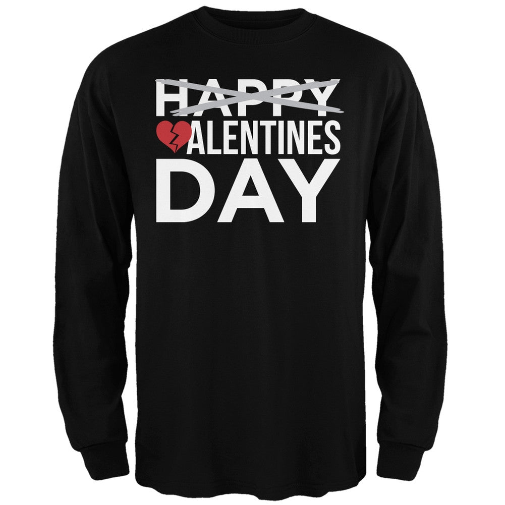 No Happy Valentines Day Black Adult Long Sleeve T-Shirt Men's Long Sleeves Old Glory   