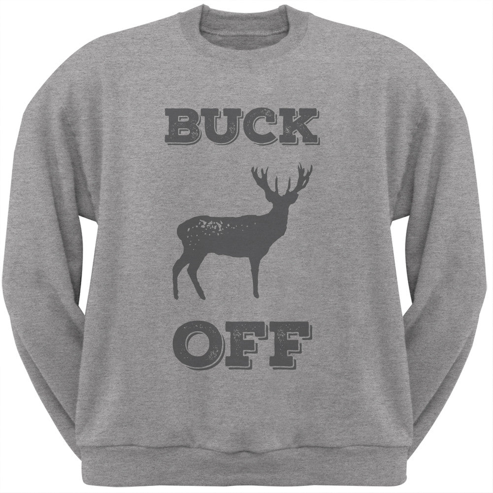 Buck Off Heather Crew Neck Sweatshirt Men's Sweatshirts Old Glory LG Grey 