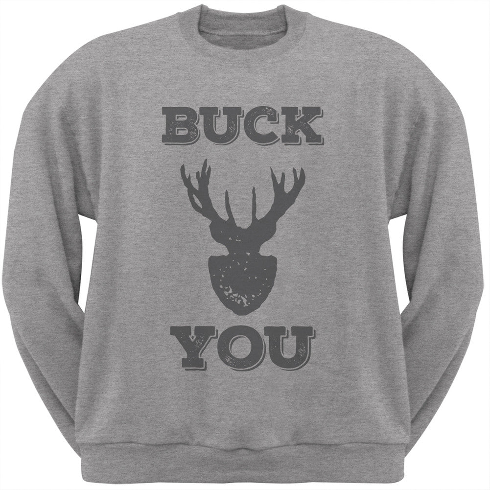 Buck You Heather Crew Neck Sweatshirt Men's Sweatshirts Old Glory 2XL Grey 