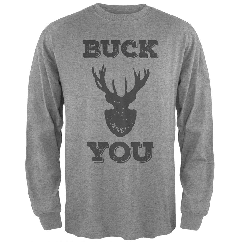 Buck You Heather Long Sleeve T-Shirt Men's Long Sleeves Old Glory 2XL Grey 