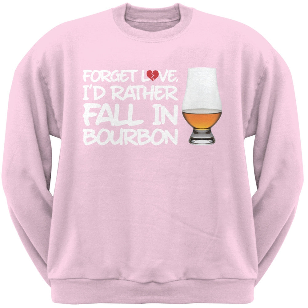 Forget Love, I'd Rather Fall in Bourbon Black Adult Crew Neck Sweatshirt Men's Sweatshirts Old Glory SM Light Pink 