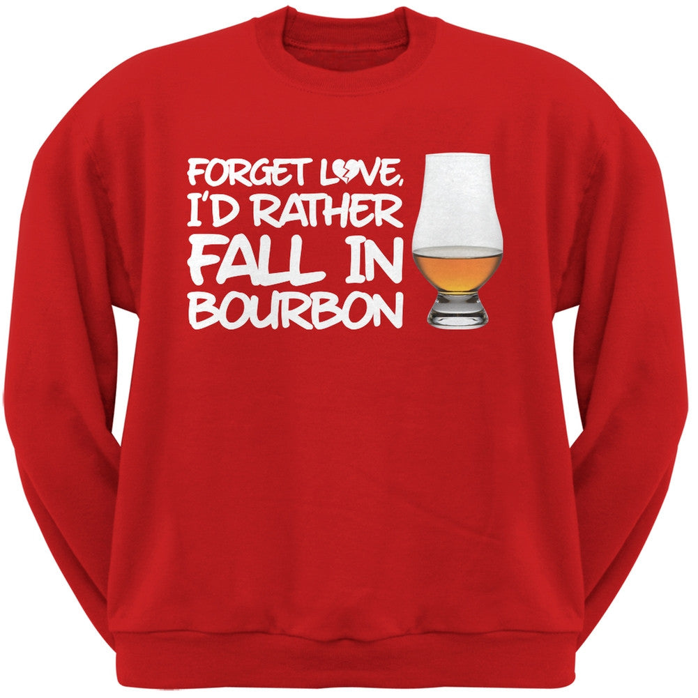 Forget Love, I'd Rather Fall in Bourbon Black Adult Crew Neck Sweatshirt Men's Sweatshirts Old Glory SM Red 