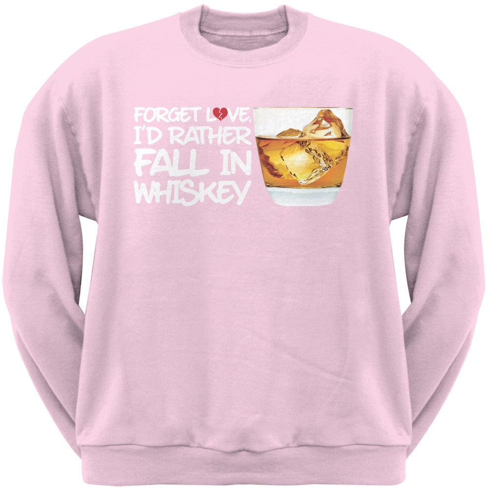 Forget Love, I'd Rather Fall in Whiskey Black Adult Crew Neck Sweatshirt Men's Sweatshirts Old Glory SM Light Pink 