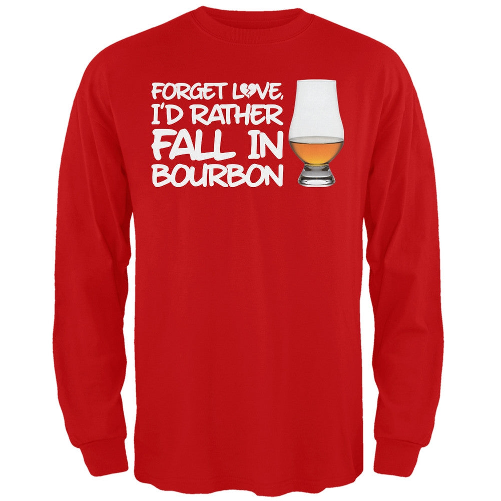 Forget Love, I'd Rather Fall in Bourbon Black Adult Long Sleeve T-Shirt Men's Long Sleeves Old Glory SM Red 