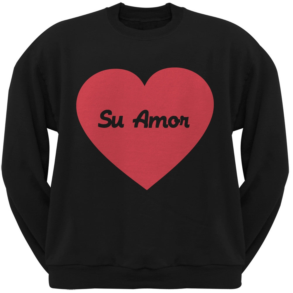 Valentine's Day Su Amor Heather Grey Adult Crew Neck Sweatshirt Men's Sweatshirts Old Glory   