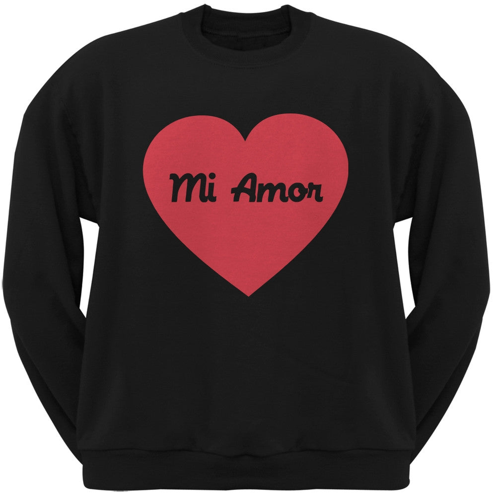 Valentine's Day Mi Amor Black Adult Crew Neck Sweatshirt Men's Sweatshirts Old Glory   