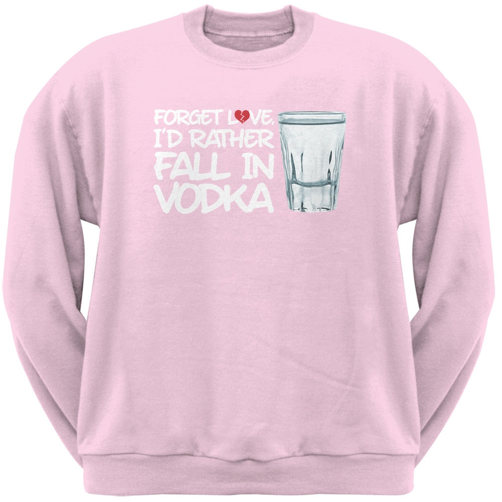 Forget Love, I'd Rather Fall in Vodka Black Adult Crew Neck Sweatshirt Men's Sweatshirts Old Glory SM Light Pink 