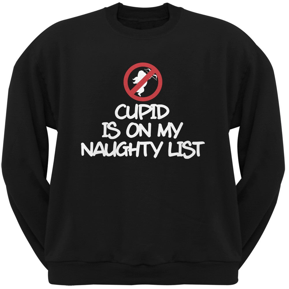 Cupid is on My Naughty List Black Adult Crew Neck Sweatshirt Men's Sweatshirts Old Glory   