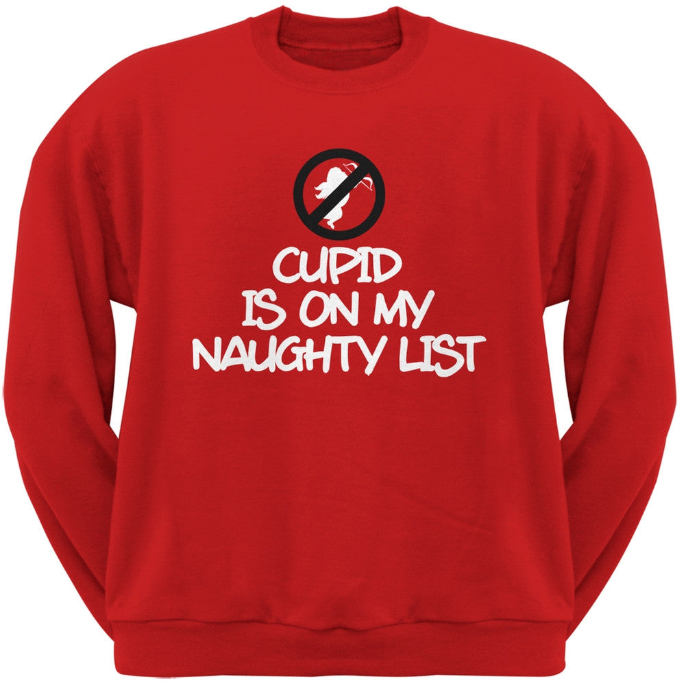 Cupid is on My Naughty List Black Adult Crew Neck Sweatshirt Men's Sweatshirts Old Glory   