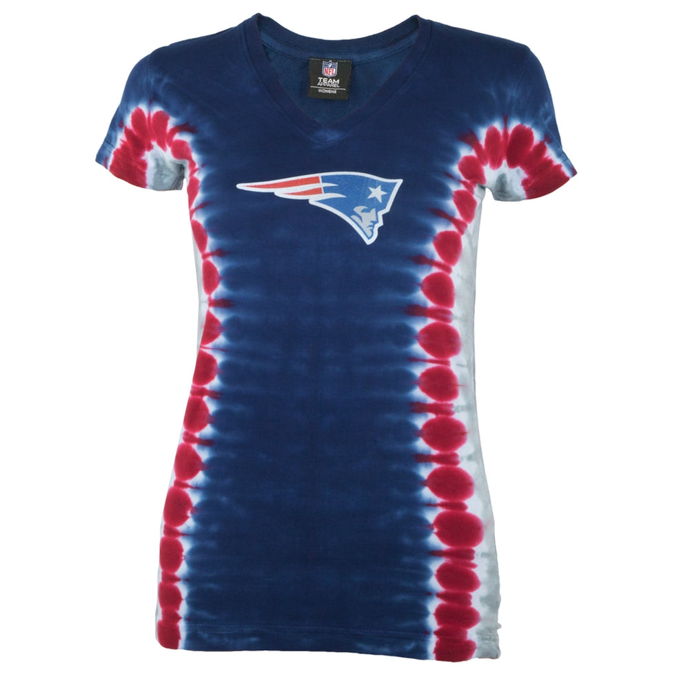 New England Patriots - Logo Juniors Tie Dye V-Neck T-Shirt Juniors T-Shirts New England Patriots LG Multi 