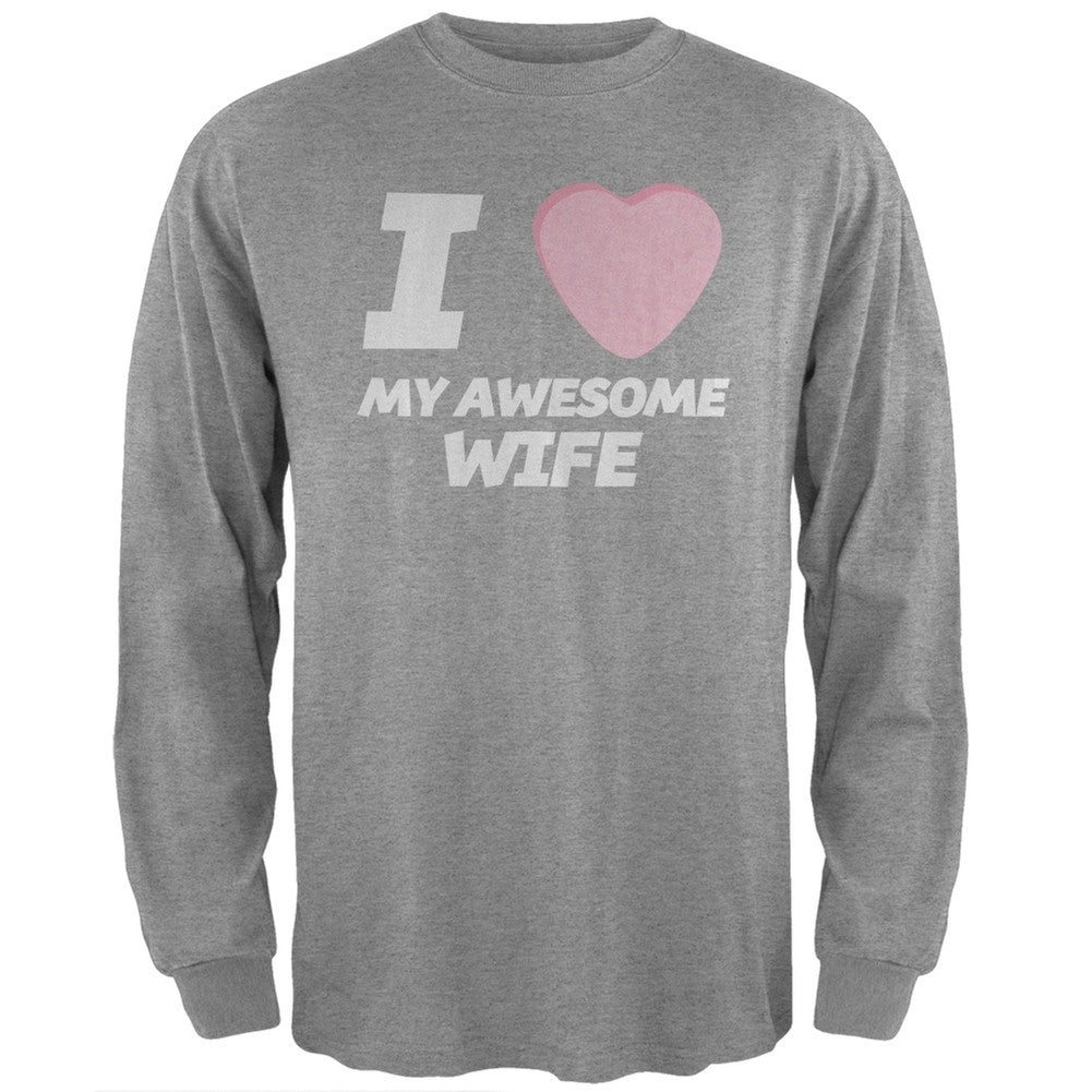 I Love My Awesome Wife Candy Heart Black Adult Long Sleeve T-Shirt Men's Long Sleeves Old Glory   